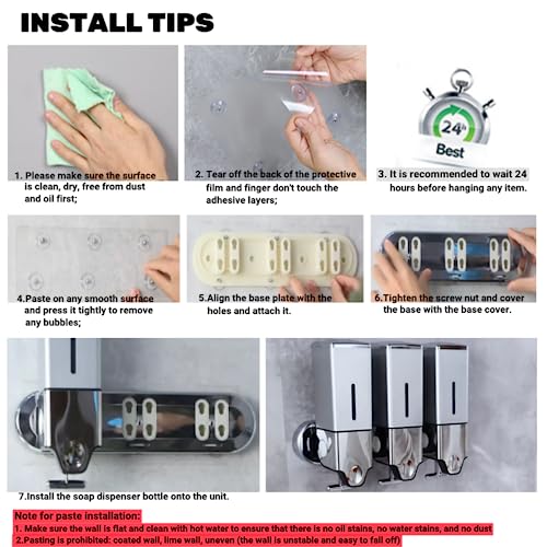 No-Drill 500ml Single Head Manual Pressing Head Wall Mounted Soap Dispenser, Shower Liquid Shampoo and Soap Dispenser with Container for Bathroom, Kitchen (Transparent) - color: Transparent, size: 500ml