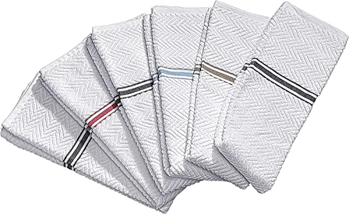 Fashion Flavor - Kitchen Terry Towel Set of 6 Large Size 16"x28". Highly Absorbent, Soft Yet Sturdy, Machine Washable and with a Convenient Hanging Loop - color: Towel - White
