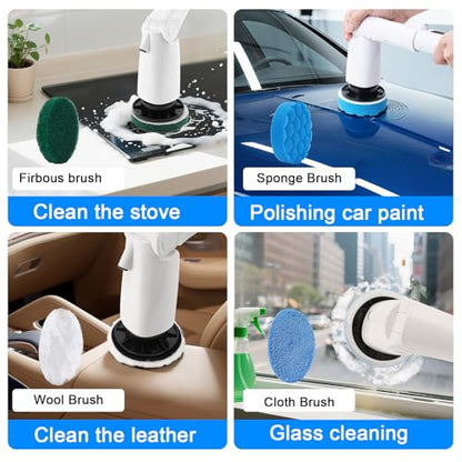 Electric Spin Scrubber Replacement Brush Heads Set, 8 Pieces, Multiple Brushes for Bathroom,Kitchen,Glass, Leather, Car Cleaning