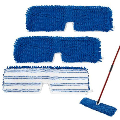 3 Pack Mop Heads Replacements for Ocedar Dual-Action Flip Mop, Spin Mop Replace Heads with Microfiber&Chenille Mop Refills Double Sided for All Floor Dry/Wet Use,Machine Washable,Reusable Mop Pads - color: 3 Pack Blue Chenille Flip Mop Pads