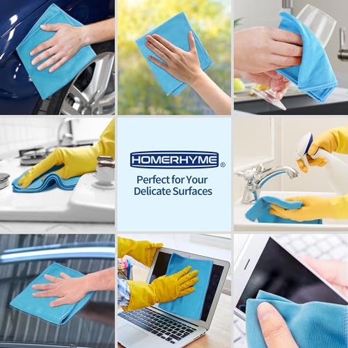 Microfiber Glass Cleaning Cloth - 10 Pack Polishing Cloths, 16" x 14" Window Cleaning Towel, Streak Free, Lint Free, Great for All Delicate Surface, Glasses, Stainless Steel, Windshield. - color: Blue, size: 16" x 14"