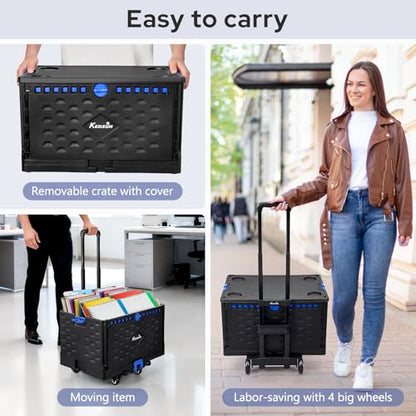KEDSUM 2 in 1 Rolling Cart with Durable Removable Crate, 290 LBS/70L Capacity Collapsible Rolling Crate with Lid for School, Craft, Office & Garden, on 4 Rotate Wheels - style: Teacher Cart