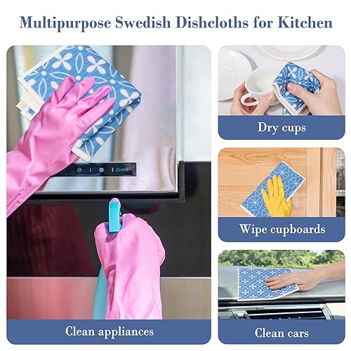 Lucomb 8 Pack Swedish Dishcloths for Kitchen, Reusable Dish Cloth Kitchen Towels Absorbent Sponges Fast Drying Swedish Dish Cloth for Washing Dishes Countertops Tables Cleaning - color: Persian Pattern