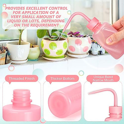 Valchoose Professional 2PCS 150ML Tattoo Squeeze Bottle Mini, 5.1oz Tattoo Wash Bottle No Need to Squeeze Hard, Easy to Carry Eyelash Water Bottle Perfect for Extensions, Cleaning(Translucent Pink) - color: Pink, size: 2x150ml