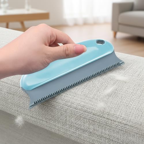 Pet Hair Remover Lint Removal Tool Loose Fur Scraper Brush for Sofa Carpet Rug Couch Fabric Furniture Clothing(Light Blue) - color: Light Blue