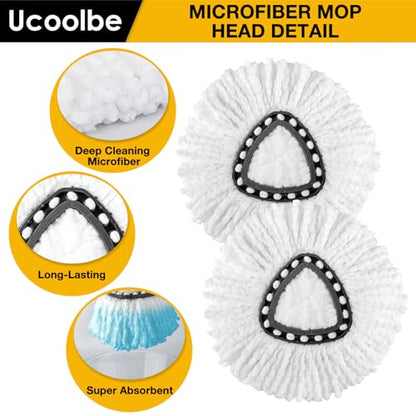 Spin Mop Heads Replacements for O Cedar Triangle Swivel Mops, 4 Pack Microfiber Mop Refills, Deep Cleaning, Machine Washable, Easy to Install - size: 4 Mop Heads(1 Tank System)