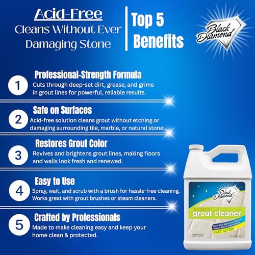 Black Diamond Ultimate Grout Cleaner: Best Cleaner for Tile, Ceramic, Porcelain, Marble Acid-Free Safe Deep Cleaner & Stain Remover for Even The Dirtiest Grout (1-Gallon) - size: 127.95 Fl Oz (Pack of 1)