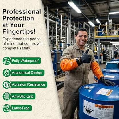 Gastody™ - Chemical Resistant Gloves, Reusable,Heavy Duty Safety Work Gloves,Resist Acid,Oil,Alkali - S-M-L-XL-XXL Size - size: Medium, style: Extra-long 27.5"