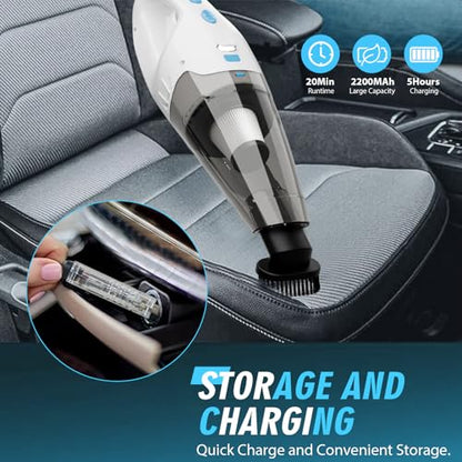 FUOAYOC Handheld Vacuum Cordless, 6KPA Powerful Suction Hand Held Vacuum Cordless Rechargeable with LED Light/Multi Accessories, 1.6lbs Mini Lightweight Vacuum Cleaner for Home/Car/Office Cleaning