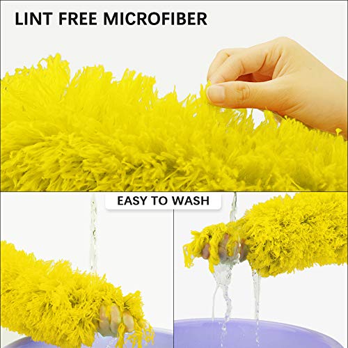 DELUX Microfiber Feather Duster Extendable Cobweb Duster with 100 inches Extra Long Pole, Bendable Head & Scratch-Resistant Hat for Cleaning Ceiling Fan, High Ceiling, Blinds, Furniture & Cars - color: Yellow