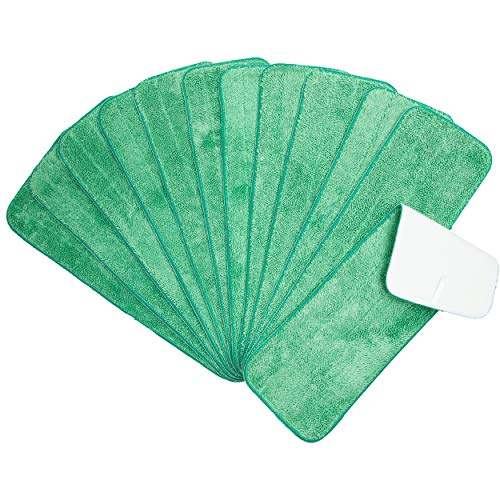 Arkwright Spray Mop Replacement Pads - (Pack of 12) Bulk Microfiber Flat Dry and Wet Refill Mop Pads Floor Cleaning, Compatible with Bona and Rubbermaid, Fits All Mop Heads, 18 in, Green - color: Green, size: 18 Inch (Pack of 12)