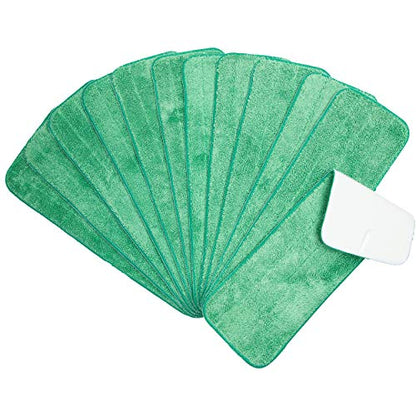 Arkwright Spray Mop Replacement Pads - (Pack of 12) Bulk Microfiber Flat Dry and Wet Refill Mop Pads Floor Cleaning, Compatible with Bona and Rubbermaid, Fits All Mop Heads, 18 in, Green - color: Green, size: 18 Inch (Pack of 12)