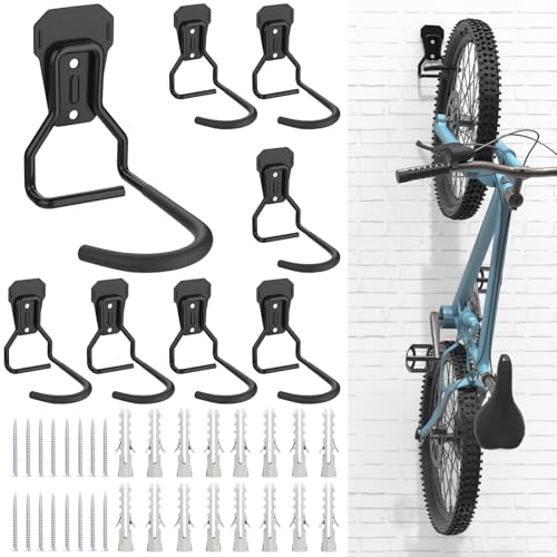 Housolution Bike Wall Mount with Fixed Hook, [8 Pack] Heavy Duty Bike Storage Rack, Bike Rack Vertical Stand for Garage - Easily Hang/Detach - with Screws Iron Bike Hanger Brackets - size: 8 Pack