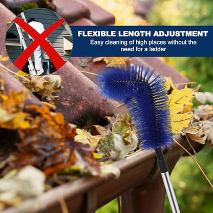 Cobweb Duster with Extension Pole, Long Handle Gutter Cleaning Tools and Cobweb Brush, Gutter Cleaning Brush Telescopic Gutter Cleaner, Detachable Spider Web Cleaner Tool for Ceiling Fan Furniture (A)