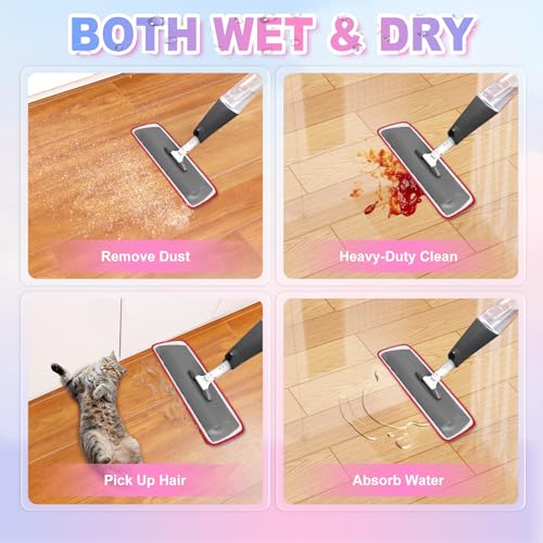 Replacement Microfiber Mop Pads Compatible with Rubbermaid Reveal Spray Mop, 16.5" Reusable Wet & Dry Floor Cleaning Pad Refills Fit for Any Microfiber Reveal Flat Mops(4 Pack) - size: 16.5'' x 5.5
