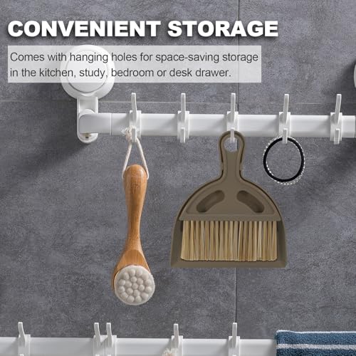 Mini Broom and Dustpan Set Hand Broom with Dustpan Portable Housekeeping Cleaning Tools for Desk,Counter,Sofa,Kitchen,Office,Nest (Coffee) - color: Coffee