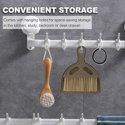 Mini Broom and Dustpan Set Hand Broom with Dustpan Portable Housekeeping Cleaning Tools for Desk,Counter,Sofa,Kitchen,Office,Nest (Coffee) - color: Coffee