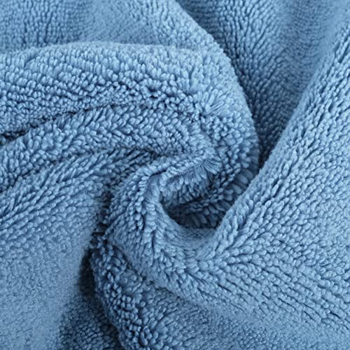 POLYTE Premium Lint Free Microfiber Washcloth Face Towel, 13 x 13 in, Set of 6 (Blue) - color: Blue