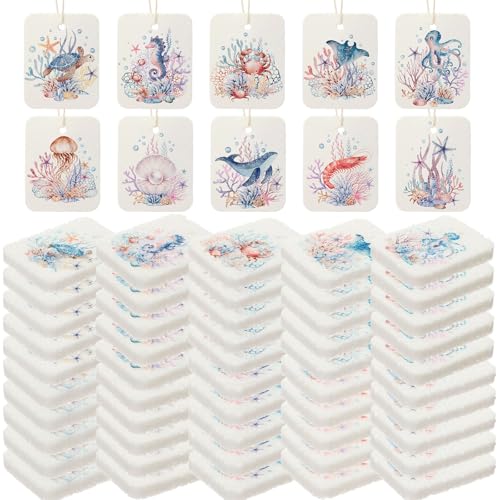 Maxdot 50 Counts Compressed Cellulose Sponges Bulk Sea Animals Style Natural Kitchen Compostable Non Scratch Dish Sponges for Washing Dishes, Cleaning Countertop Sink, Kids DIY - style: Sea Animals Style