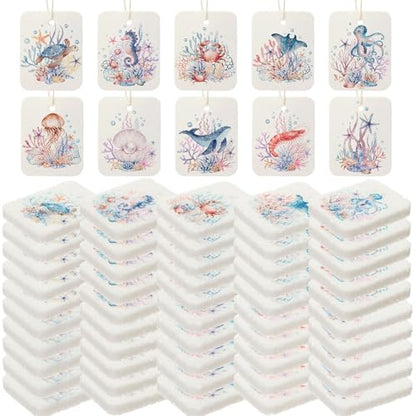 Maxdot 50 Counts Compressed Cellulose Sponges Bulk Sea Animals Style Natural Kitchen Compostable Non Scratch Dish Sponges for Washing Dishes, Cleaning Countertop Sink, Kids DIY - style: Sea Animals Style