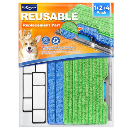 Vacmop Pads Refills Compatible with Shark VacMop, MyKEEPOW Mop Pads for Shark Vac mop VM252 VM251 VM200 VM200C VM190 VM252C QM250 VM250 VC205 Hardwood Floor Vacuum, Reusable Dirt Chamber(2+2+2+1 Pack) - color: Green&blue,1+2+4 Pack