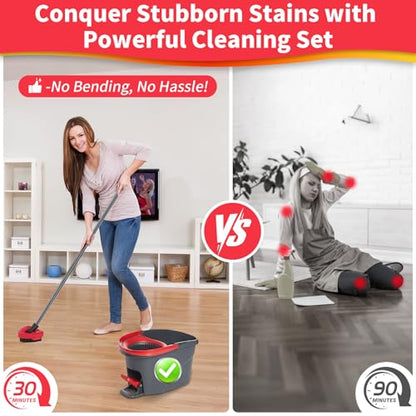 2 Pack Scrub Brush Heads for O ceda Scrubber Mop EasyWring 1-Tank | Stainless Steel & Nylon Bristles, Tile, Bathroom, Kitchen, Deck, Garage Floor, Deep Cleaning - size: Scrub Brush-1TANK-SET
