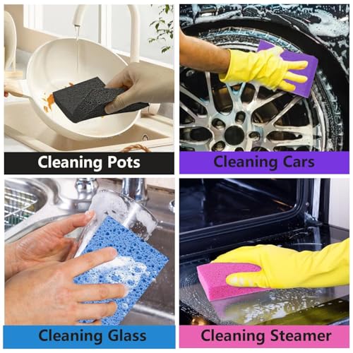 Cellulose Sponges, Large Size 4" x 6" x 1" - Heavy Duty Scrub Kitchen Sponge, Clean Tough Messes Without Scratching Kitchen Cleaning Pads, Pop Up Eco DIY (7 Pack), Mixed - color: Mixed