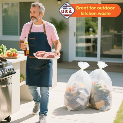 DELXO 30-33 Gallon Trash Bags, 250 Count Light to Medium Large Clear Garbage Bags, Thick Durable and Puncture-Resistant Plastic Bags for Kitchens, Yards & Offices, Made in USA - color: 33Gal-250Ct(Clear)