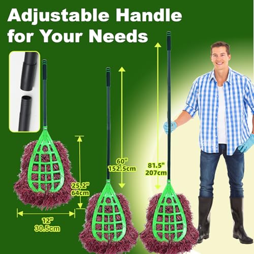 Outdoor Broom Heavy Duty, Adjustable Handle Wide Coverage Broom, Lightweight Plastic Broom for Factory, Office, Patio, Yard & Garden Cleaning