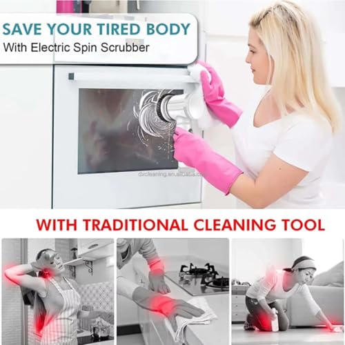VIMALIFE Electric Spin Scrubber, Cordless Bathroom Scrubber IPX6 Waterproof with 5 Replaceable Heads, Power Scrub Brush for Shower, Tiles, Kitchen Scrub Brush for Cleaning