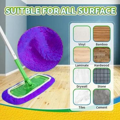 Microfiber Mop Pads - 3 Pack Reusable Washable Refills for Wet & Dry Floor Cleaning - Fits Most Standard Mops - Purple Household Cleaning Pads - color: Purple