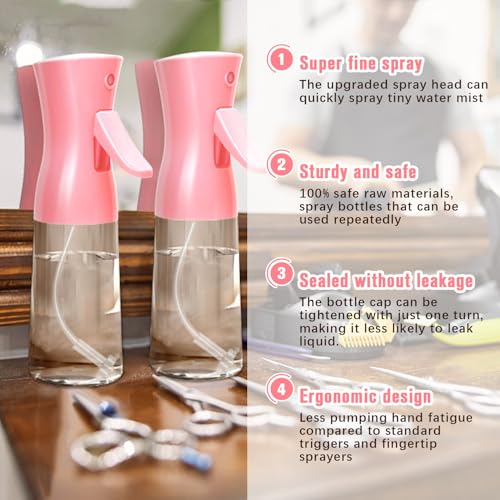 Spray Bottle,Fine Mist Spray for Hair,Ultra-Fine Continuous Spray Bottle for Skincare,Plant Care,Pet Grooming,Cleaning, Refillable Spray Container,Christmas Gift (2Pcs Light Pink) - color: 2 Pcs#Light Pink