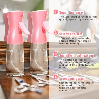 Spray Bottle,Fine Mist Spray for Hair,Ultra-Fine Continuous Spray Bottle for Skincare,Plant Care,Pet Grooming,Cleaning, Refillable Spray Container,Christmas Gift (2Pcs Light Pink) - color: 2 Pcs#Light Pink