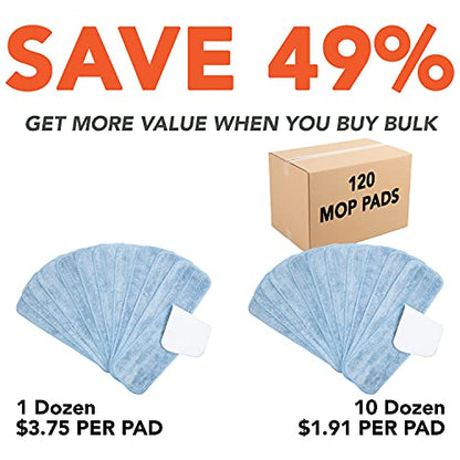 Arkwright Spray Mop Replacement Pads - (Case of 120) Bulk Microfiber Flat Dry and Wet Refill Mop Pads Floor Cleaning, Compatible with Bona and Rubbermaid, Fits All Mop Heads, 18 in, Blue - color: Blue, size: 18 Inch (Case of 120)