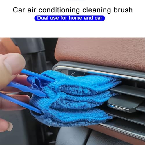 3PCS Mini Duster for Car Air Vent, Automotive Air Conditioner Cleaner and Brush, Vehicle Blind Dust Cleaning Tool for Keyboard, Window, Shutter, Universal for SUV, Truck, RV（Blue） - color: Blue