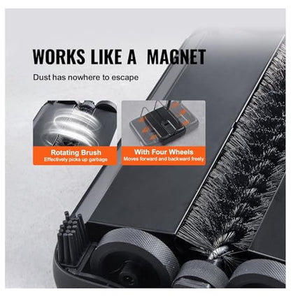 Carpet Sweeper - 7.87" Manual Floor Sweeper for Hardwood, Laminate, Rugs - Non-Electric Dustpan with Comb - Home Office Cleaning