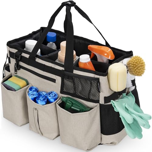 IBVIVIC Wearable Cleaning Caddy Bag for Cleaning Supplies,Large Capacity Cleaning Organizer White - color: White