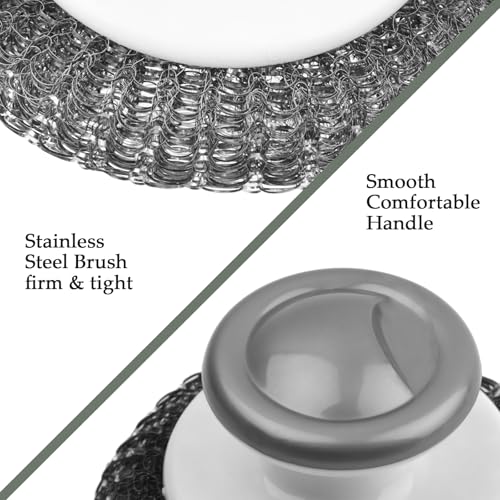 2 Pack Stainless Steel Wool Scrubber, Scrubbing Scouring Pad, Steel Wool Scrubber for Kitchens, Bathroom and Kitchen Pots, Pans, Sink(Grey)