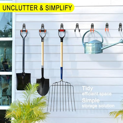 8 Pack Heavy Duty Garage Hooks Storage Organizer Wall Mount Power and Garden Tool Hangers, for Hanging Ladders, Ropes, Hose, Bulk Items - color: Black 8 pack