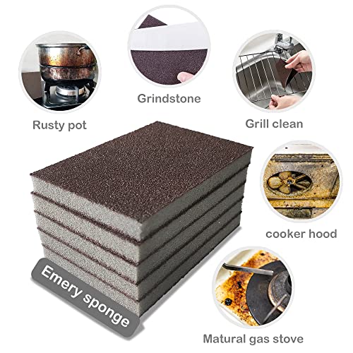 Krisler Carborundum Sponge Nano Emery Sponges Caspian Stone Pot Clean Brush Rust Eraser Grit Scouring Pads Pot Cleaning Pads with Carborundum Washing Kitchen Cleaner Tool 8pc - size: 0.4 Inch (Pack of 8)