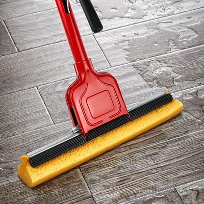 Cellulose Sponge Pop Up Sponge Mop with 1 Swop Roller Sponge mop Suitable for Wood, Ceramic Tiles and Other Flat Floors (1 Handle and 1 Heads) (red Light) - color: Red Light