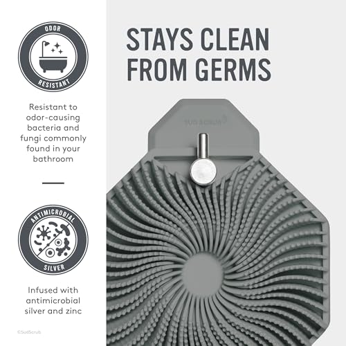 Sud Scrub Antimicrobial Shower Hooks, Self Adhesive, Heavy Duty Removable, Stick On for Hanging, Bathroom Towel Hook (Charcoal) - color: Charcoal