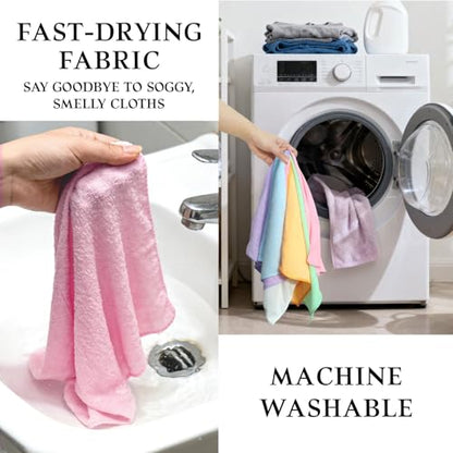 24 Pack Microfiber Cleaning Cloths（11.8x11.8In），Thin Microfiber Towels Bulk, Towels for Home，Kitchen,Cars，Cleaning Rags 6 Colors，Quick-Dry,Lint-Free