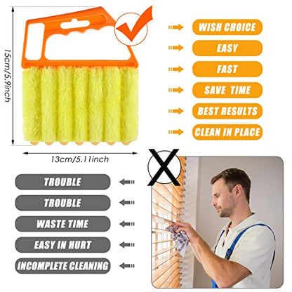 Geiserailie 2 Pcs Window Venetian Blind Cleaner Duster Tool Washable 7 Fingers Dusting Cleaner and Air Vent Shutter Brush Blinds Air Conditioner Fan Duster Dirt Housekeeping Tool (Orange Handle) - color: Orange Handle
