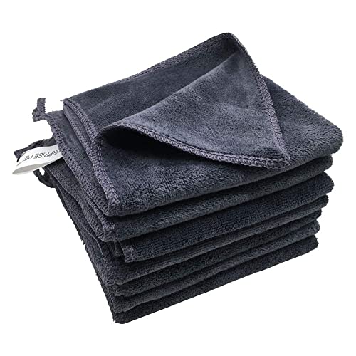 Microfiber Cleaning Cloth Ultra Absorbent & Soft Micro Fiber Cloth for Cleaning for House Kitchen Boat Microfiber Towels for Cars Window Cleaner (12"x12") Grey-6 Pack - color: Grey