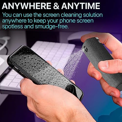 IO CLEAN Mini Screen Cleaner Spray – Finger Proof Screen Cleaner for Smartphones, iPads, MacBooks, Laptops, Car Screens, Touchscreens – 3in1 Mist Cleaner, Microfiber Cloth and Protective Cover (Cream) - color: Cream
