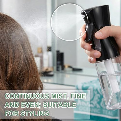 3PCS Spray Bottles,Continuous Water Spray Bottle for Hair,Cleaning,Plants,Office,Portable Spray Mist Bottle,Black(200ml+300ml+500ml)