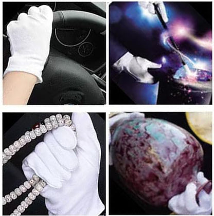 12 Pairs White Cotton Gloves for Eczema Dry Hands Breathable Work Glove Liners Moisturizing Spa Jewelry Inspection Etiquette Gloves Stretchy Fit for Men Women 24PCs Archival Photo Gloves (Extra Large) - size: Extra Large