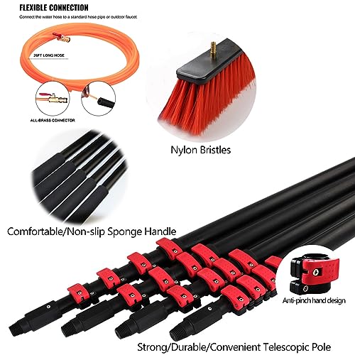 Solar Panel Cleaner Brush Kit - 12ft-30ft Extendable Water Fed Brush for Cleaning Solar Panels, Windows, and Cars - 3-in-1 Aluminum Outdoor Cleaning Tool - size: 12FT / 3.6M