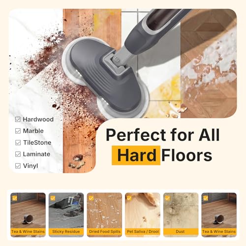 NEWBULIG Steam Mop, All-in-One Steam Mops for Floor Cleaning with Rapid Re-heat, Self-Standing Floor Steamer, 4 Rotating Scrub Pads, 2 LED Headlights, for Hardwood Floors & Tile